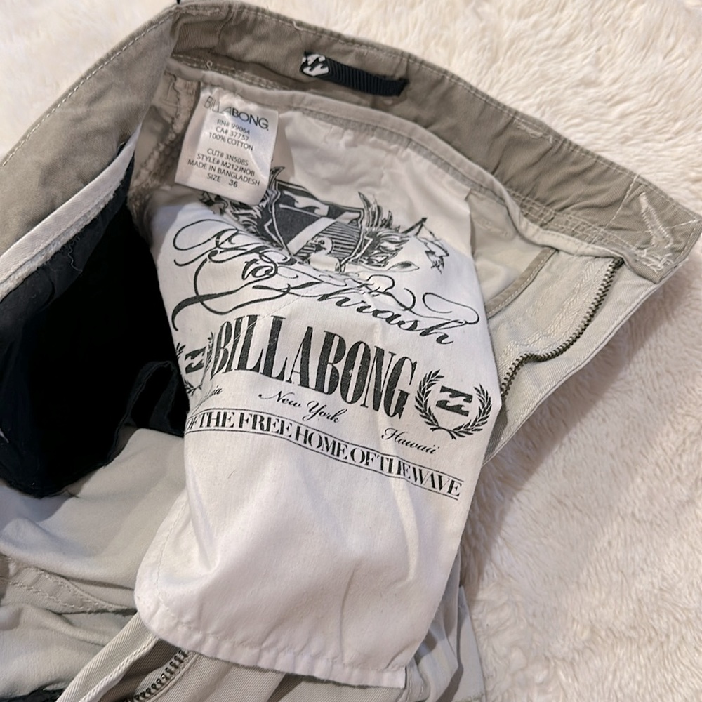 Billabong Light Grey Cargo Cotton Shorts Size 36 GUC - Picture 5 of 5